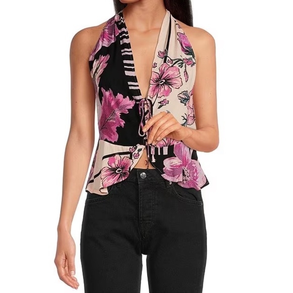 NWT✨️ FREE PEOPLE ✨️ Hot Tropics Floral Print Cinched Halter - Picture 5 of 8
